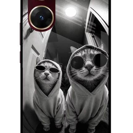 Hood Cats Vivo V29E Glass Case Back Cover by Casekaro