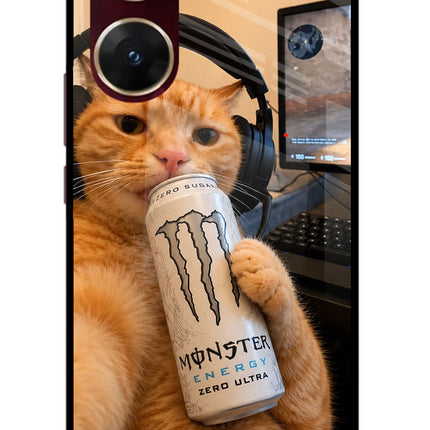 Gamer Cat Energy Vivo V29E Glass Case Back Cover by Casekaro