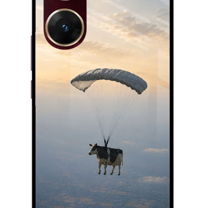Skydiving Cow Vivo V29E Glass Case Back Cover by Casekaro