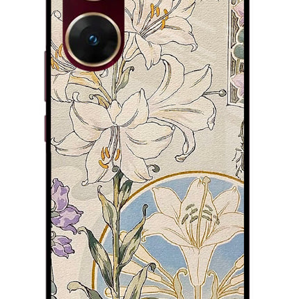 White Lily Vivo V29E Glass Case Back Cover by Casekaro