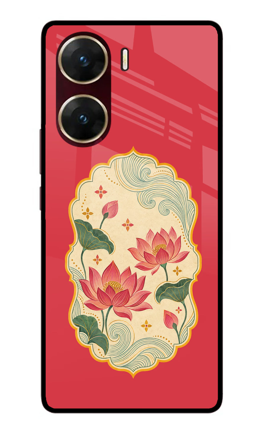 Pink Lotus Vivo V29E Back Cover, Glass case