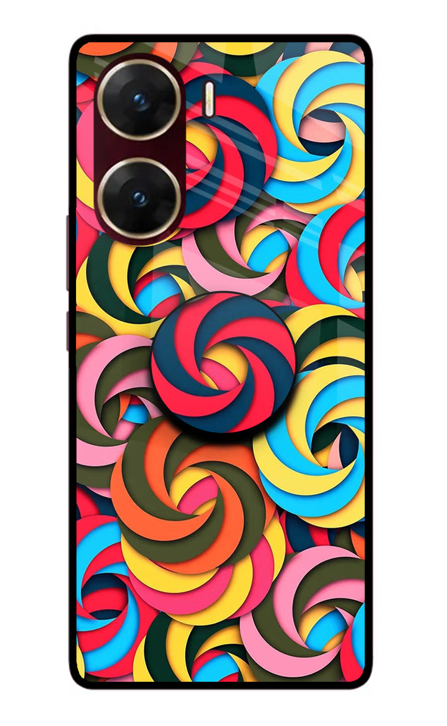 Spiral Pattern Vivo V29E Pop Case, Glass case
