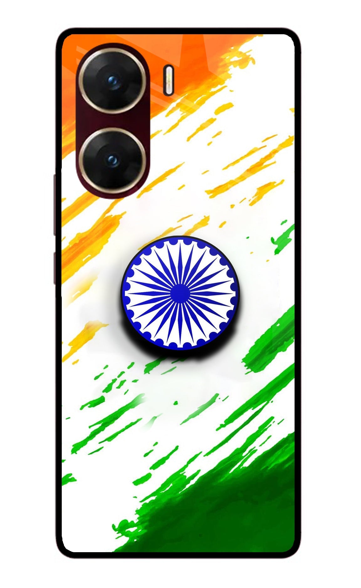 Indian Flag Ashoka Chakra Vivo V29E Glass Case