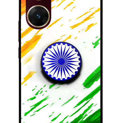 Indian Flag Ashoka Chakra Vivo V29E Glass Case