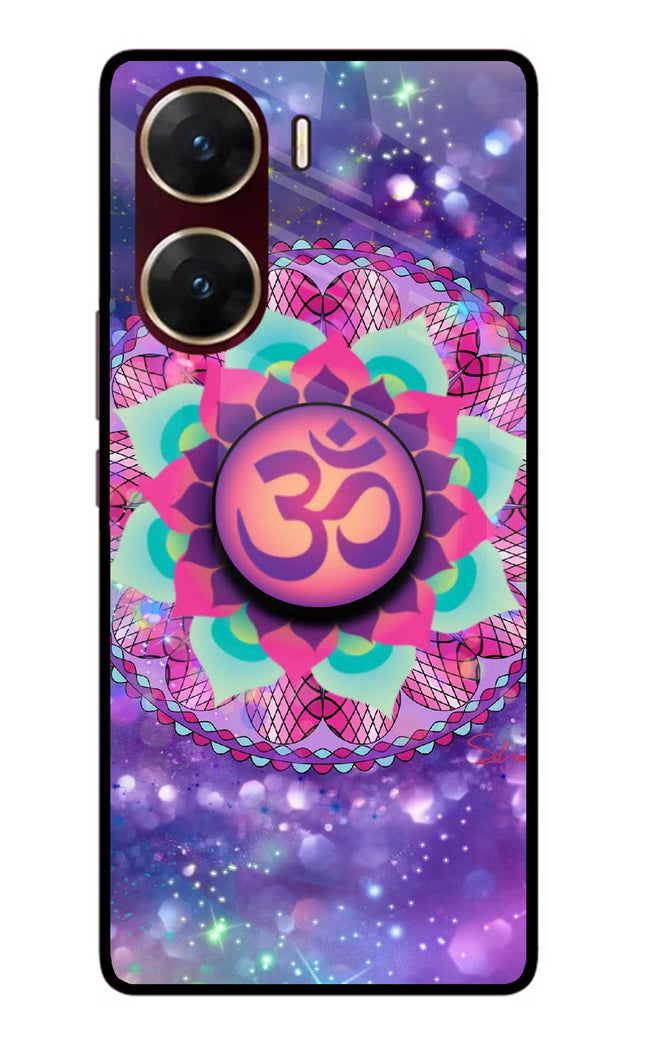 Om Purple Vivo V29E Glass Case