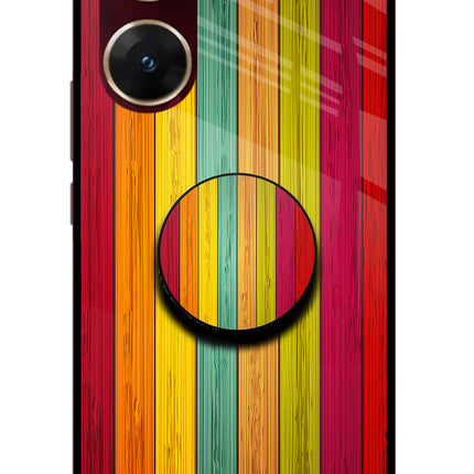 Multicolor Wooden Vivo V29E Glass Case