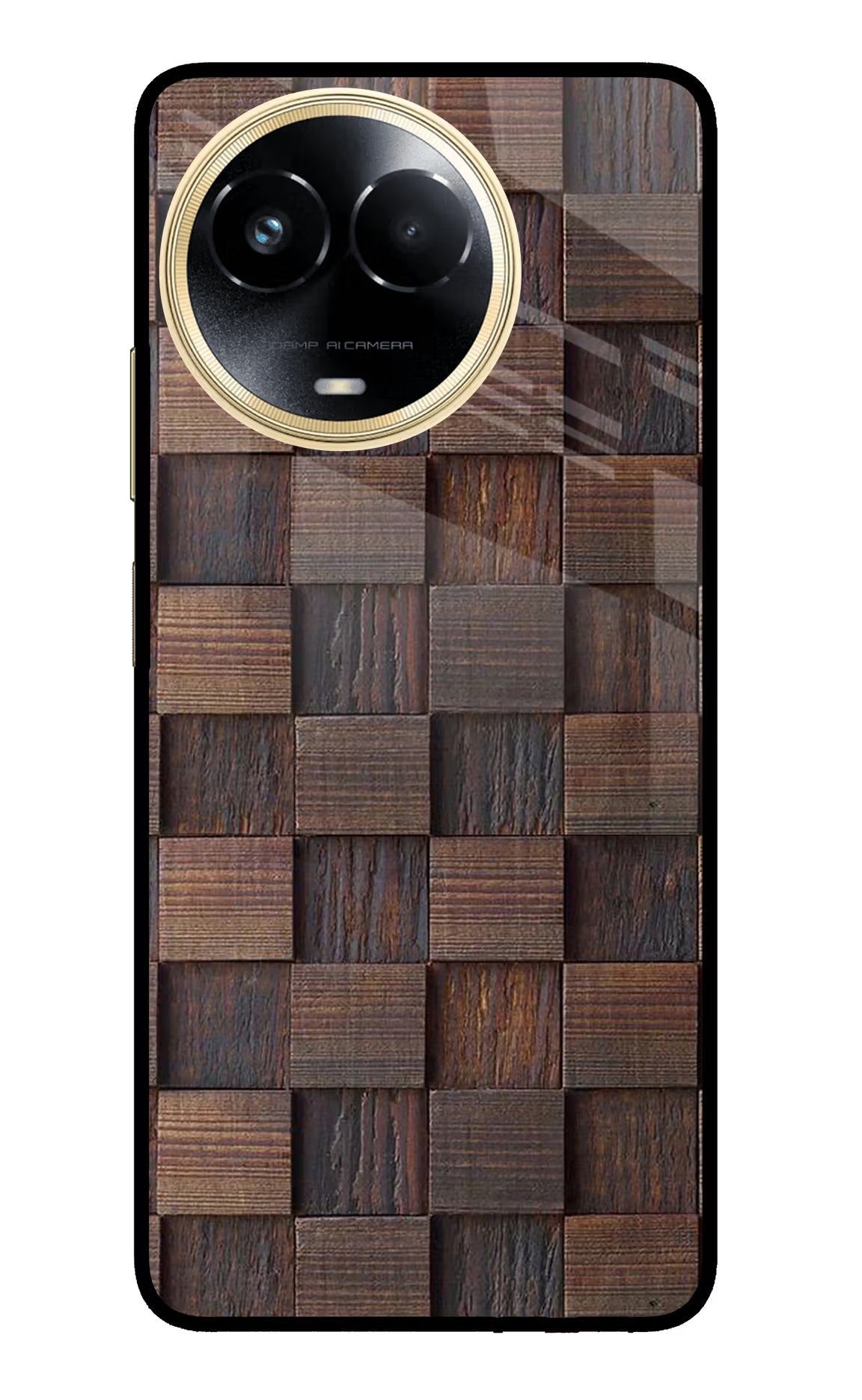 Wooden Cube Design Realme 11 5G/11X 5G/C67 Glass Case Back Cover by Casekaro