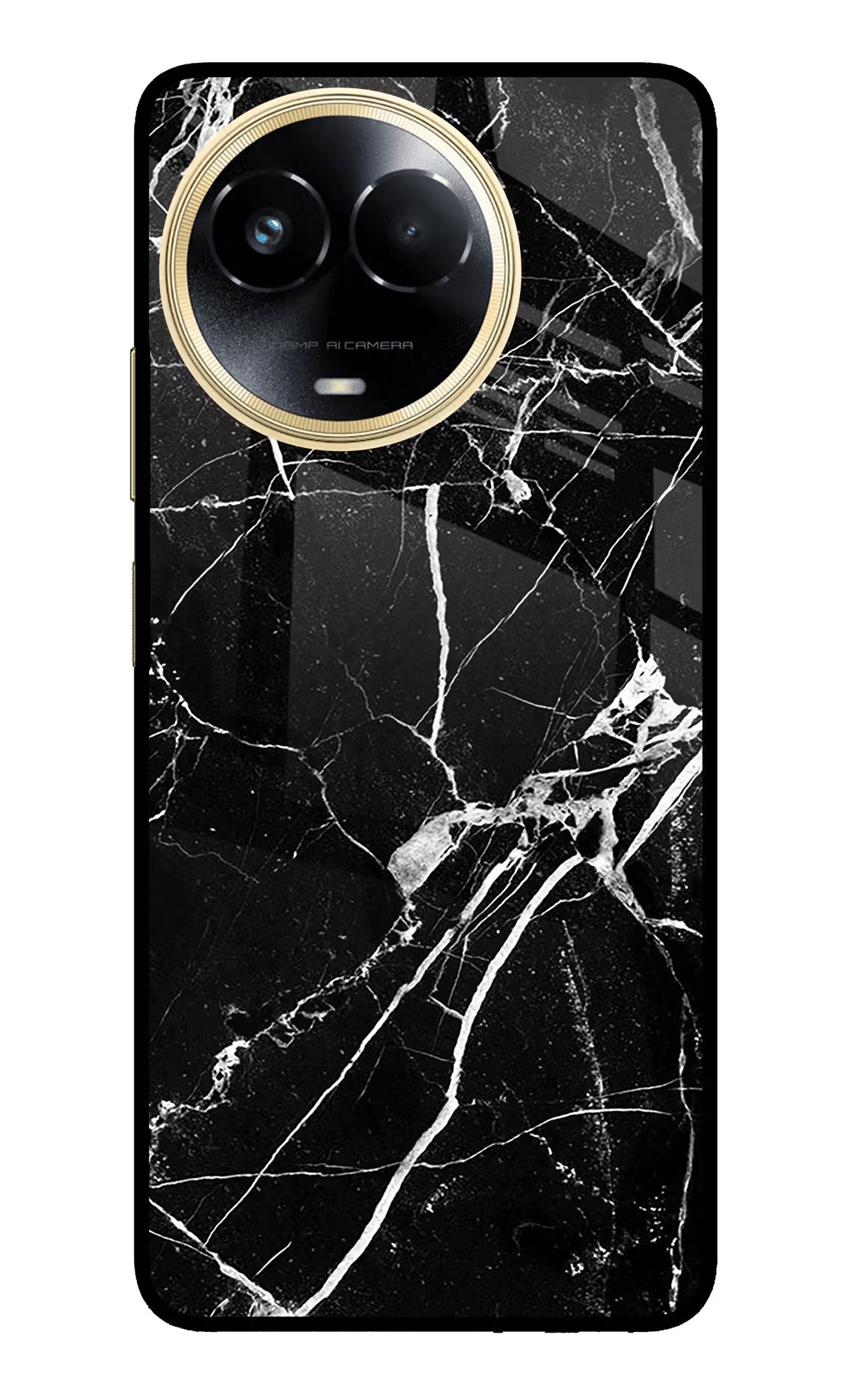 Black Marble Pattern Realme 11 5G/11X 5G/C67 Glass Case Back Cover by Casekaro