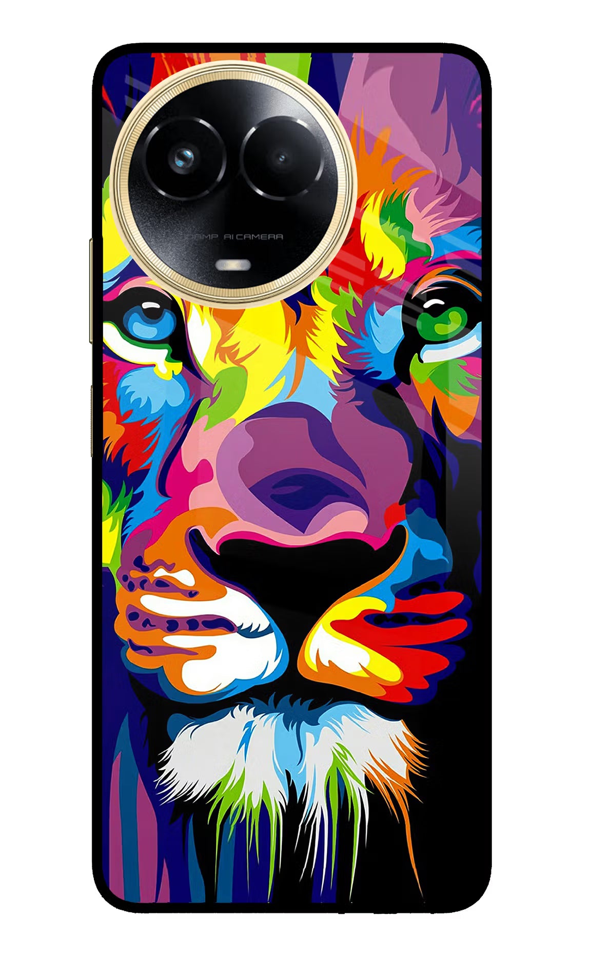 Lion Realme 11 5G/11X 5G/C67 Glass Case Back Cover by Casekaro