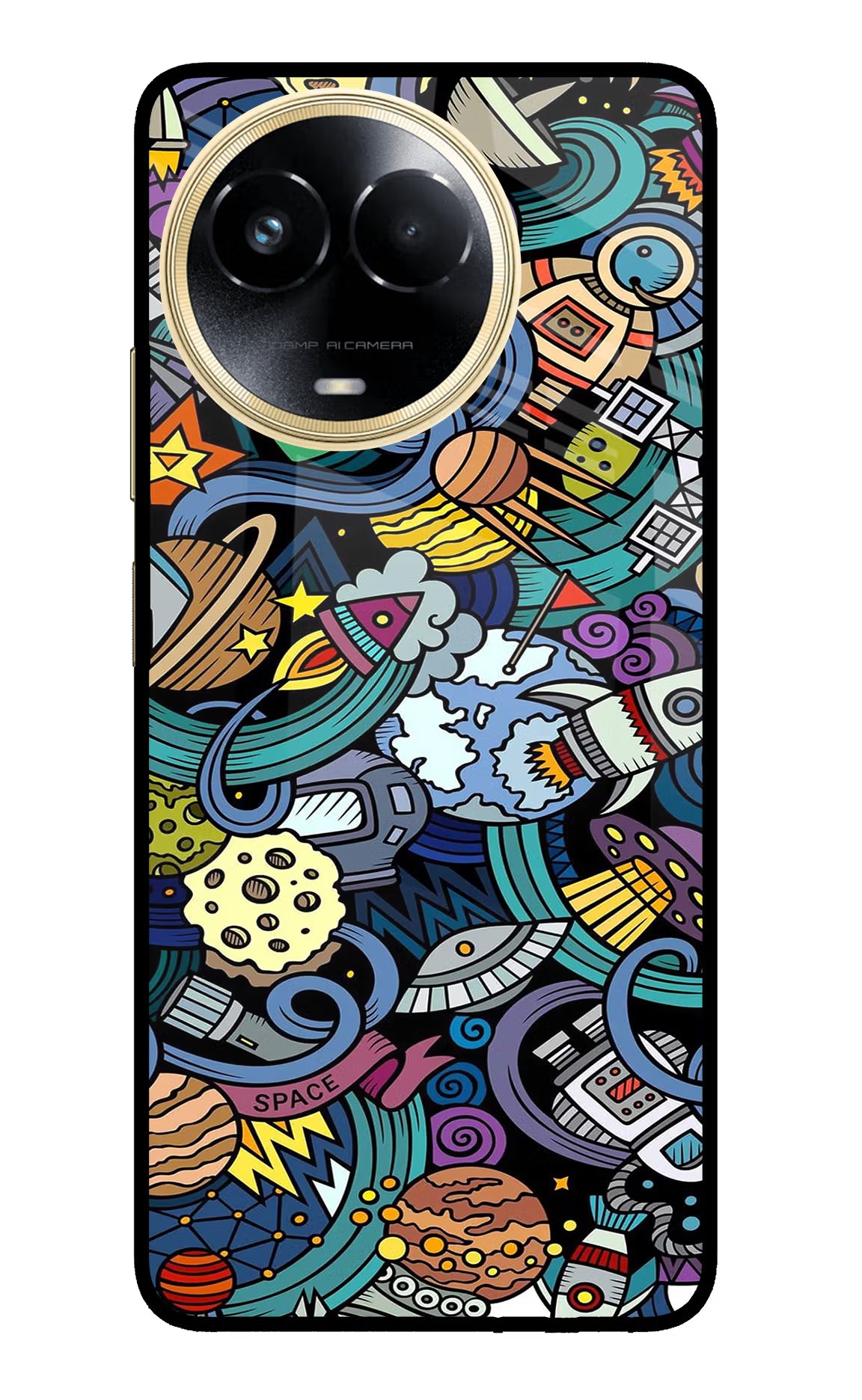 Space Abstract Realme 11 5G/11X 5G/C67 Glass Case