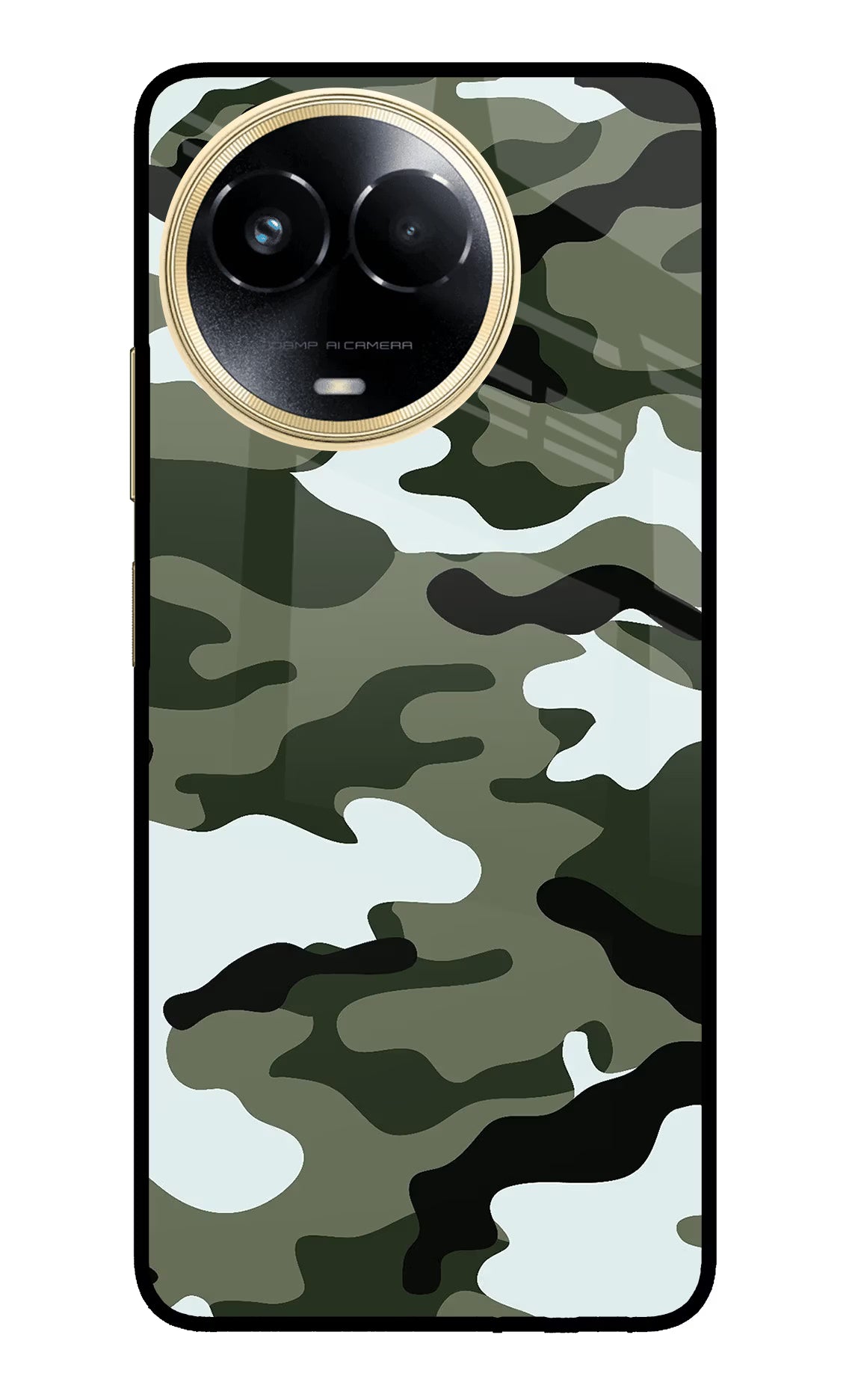 Camouflage Realme 11 5G/11X 5G/C67 Glass Case Back Cover by Casekaro
