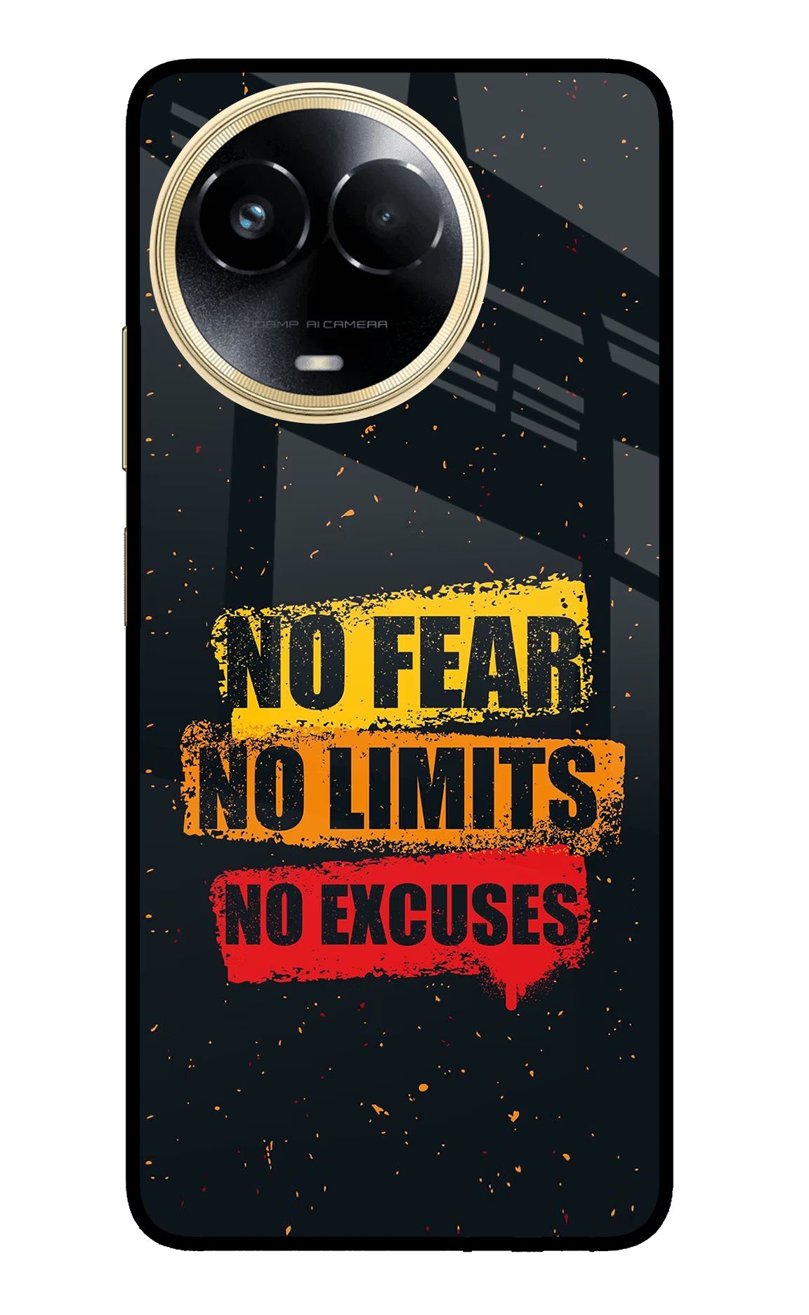 No Fear No Limits No Excuse Realme 11 5G/11X 5G/C67 Glass Case Back Cover by Casekaro