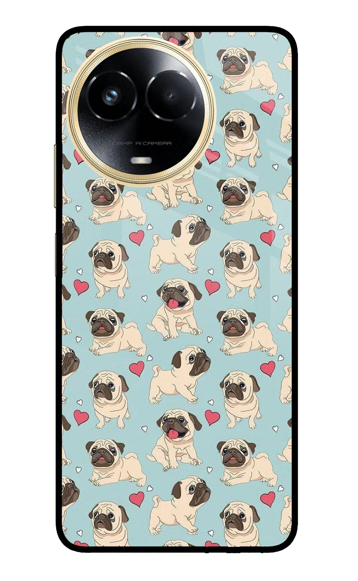 Pug Dog Realme 11 5G/11X 5G/C67 Glass Case Back Cover by Casekaro