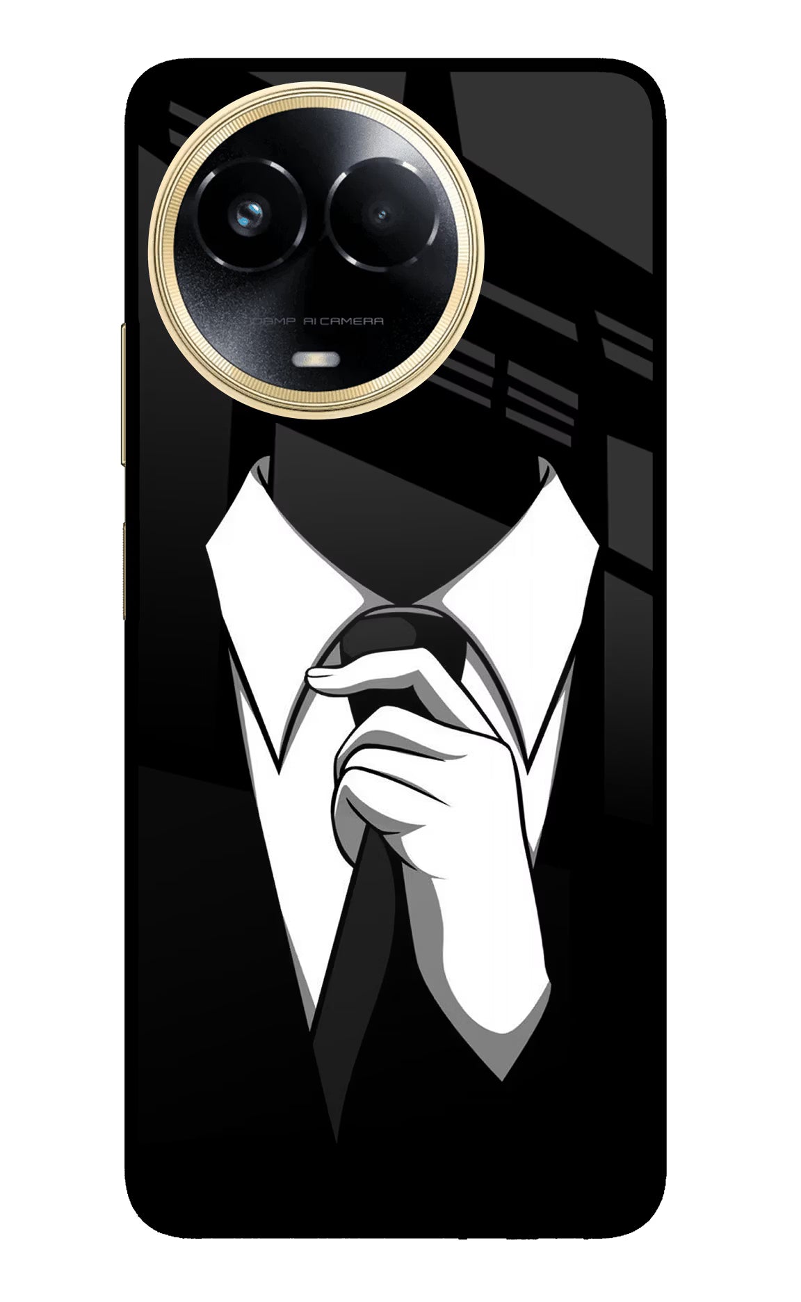 Black Tie Realme 11 5G/11X 5G/C67 Glass Case Back Cover by Casekaro