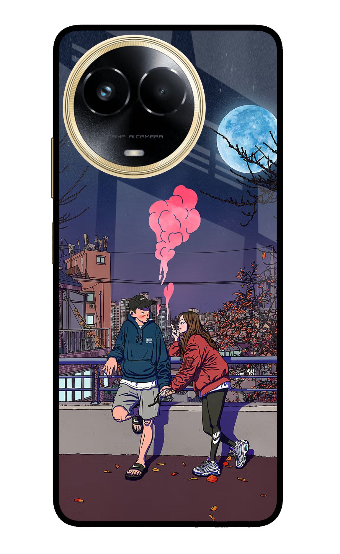 Chilling Couple Realme 11 5G/11X 5G/C67 Glass Case Back Cover by Casekaro