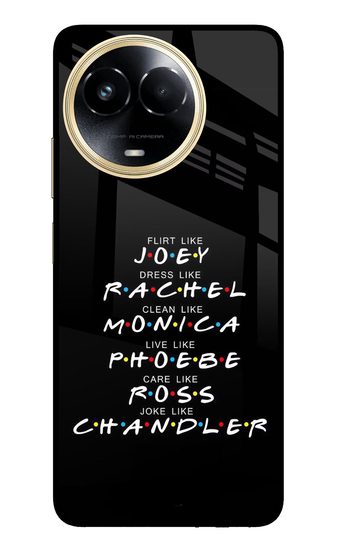 FRIENDS Character Realme 11 5G/11X 5G/C67 Glass Case Back Cover by Casekaro