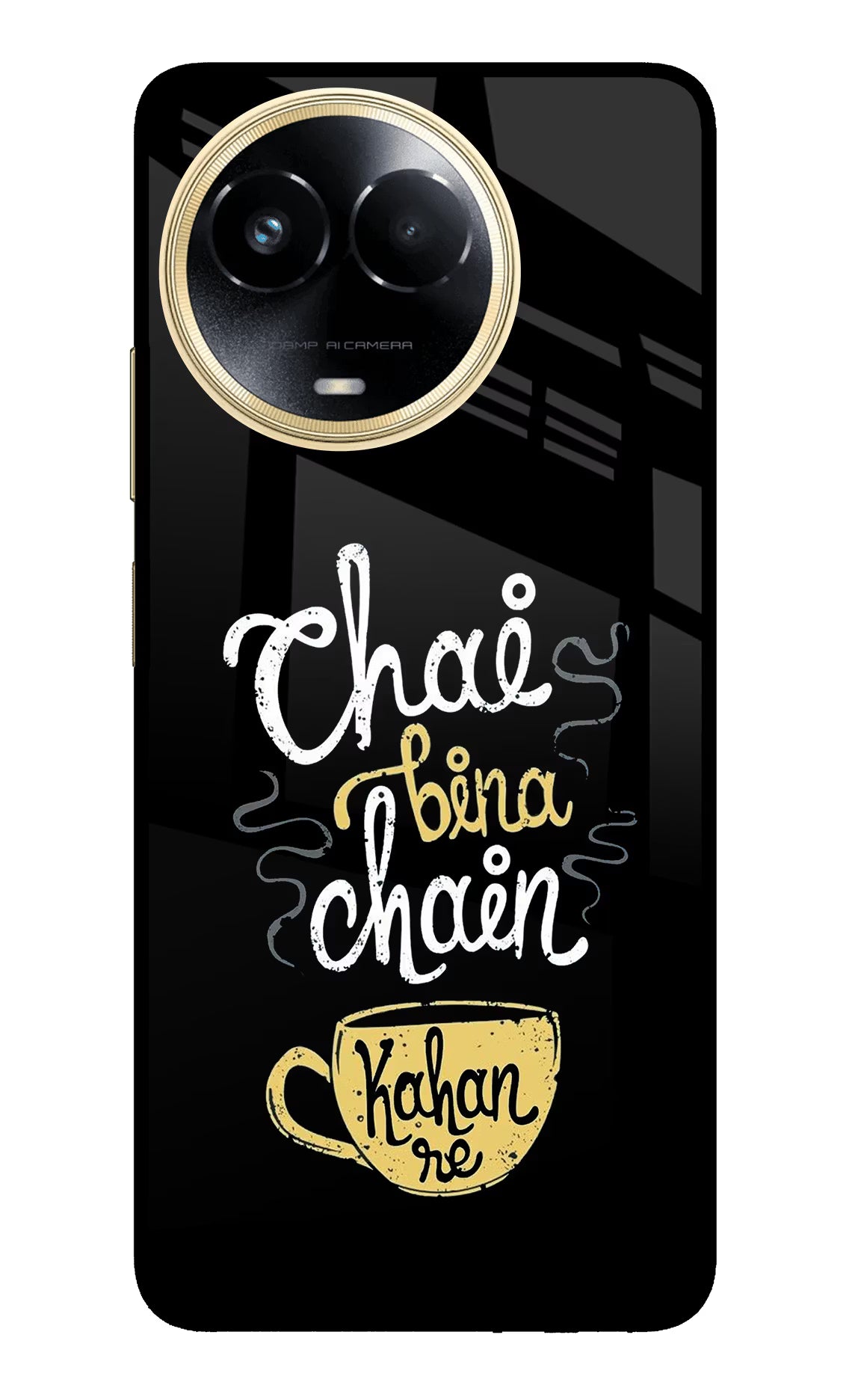 Chai Bina Chain Kaha Re Realme 11 5G/11X 5G/C67 Glass Case Back Cover by Casekaro