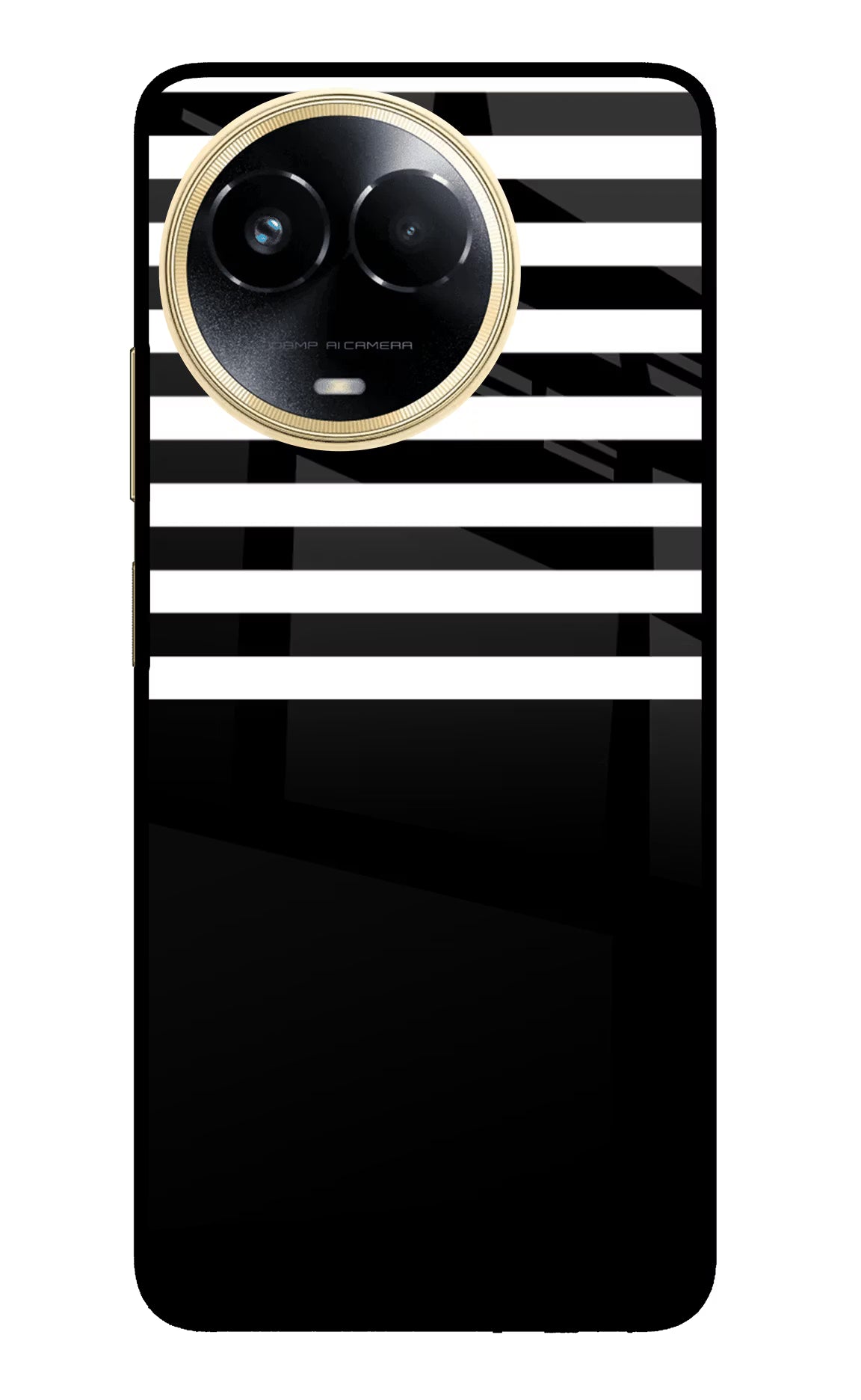 Black and White Print Realme 11 5G/11X 5G/C67 Glass Case Back Cover by Casekaro