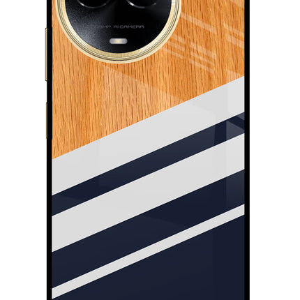 Blue and white wooden Realme 11 5G/11X 5G/C67 Glass Case