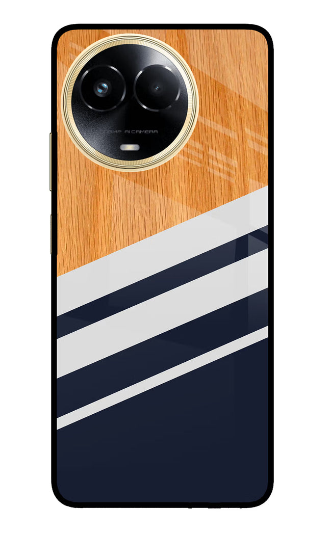 Blue and white wooden Realme 11 5G/11X 5G/C67 Glass Case