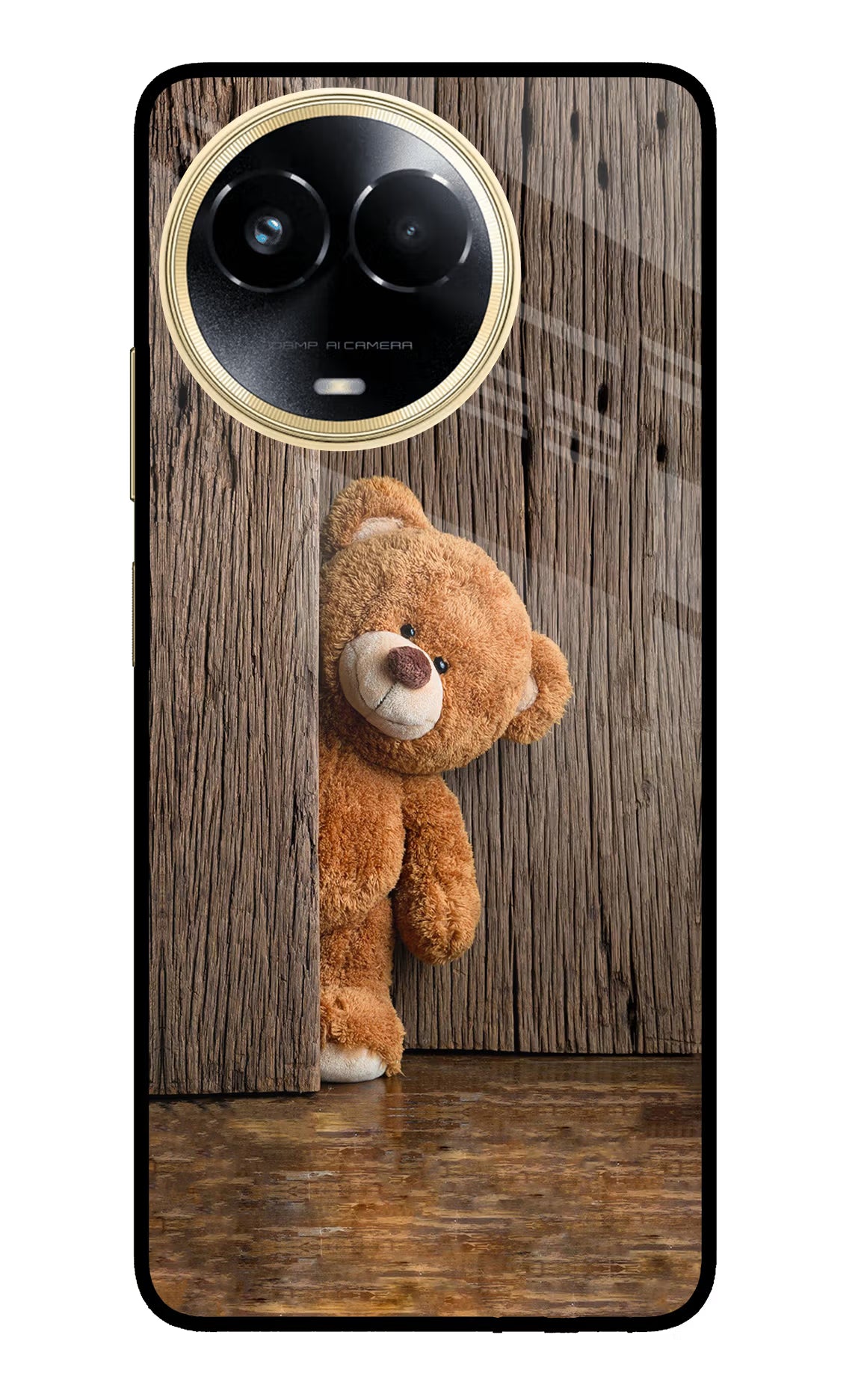 Teddy Wooden Realme 11 5G/11X 5G/C67 Glass Case Back Cover by Casekaro