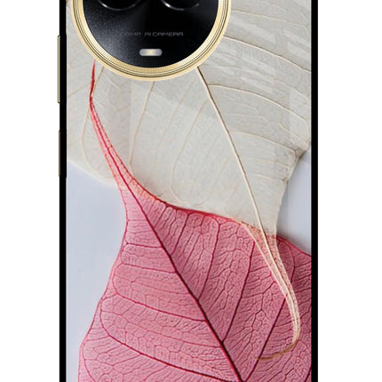 White Pink Leaf Realme 11 5G/11X 5G/C67 Glass Case