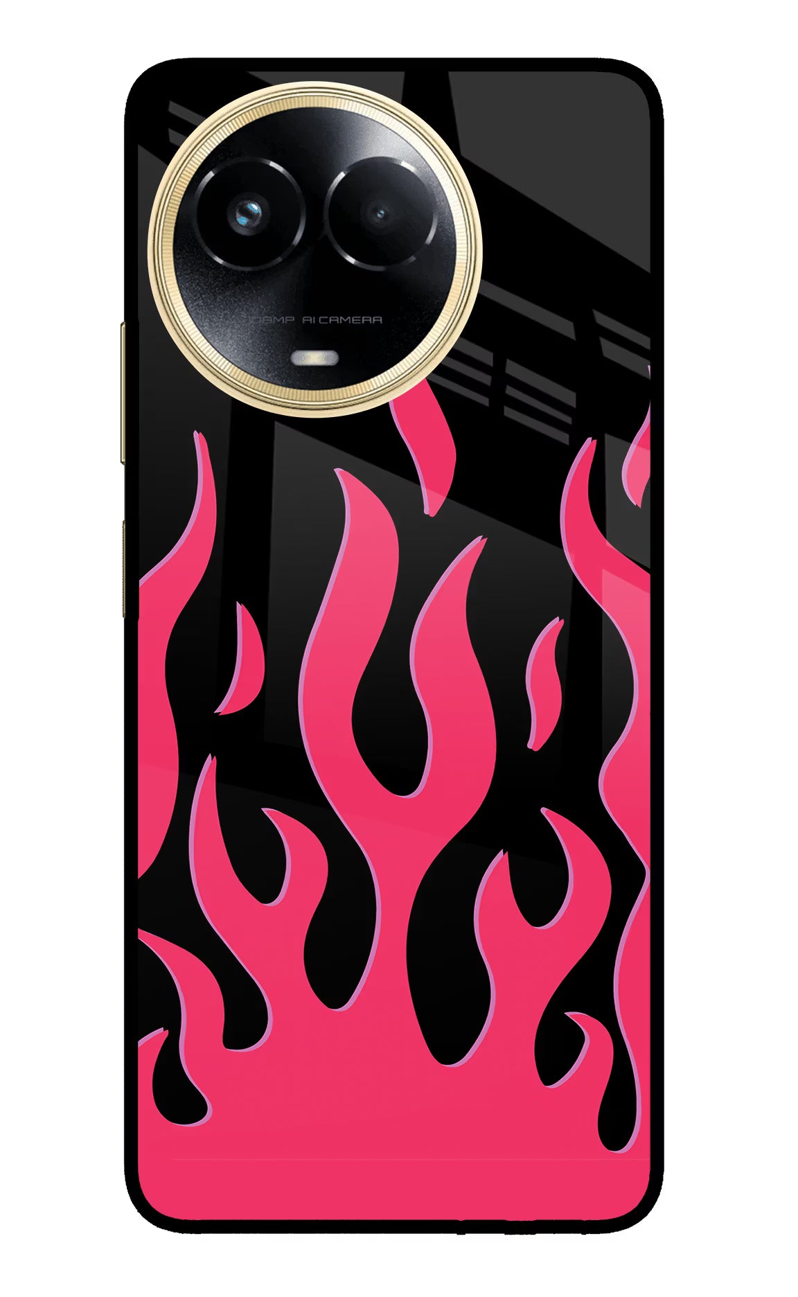 Fire Flames Realme 11 5G/11X 5G/C67 Glass Case Back Cover by Casekaro