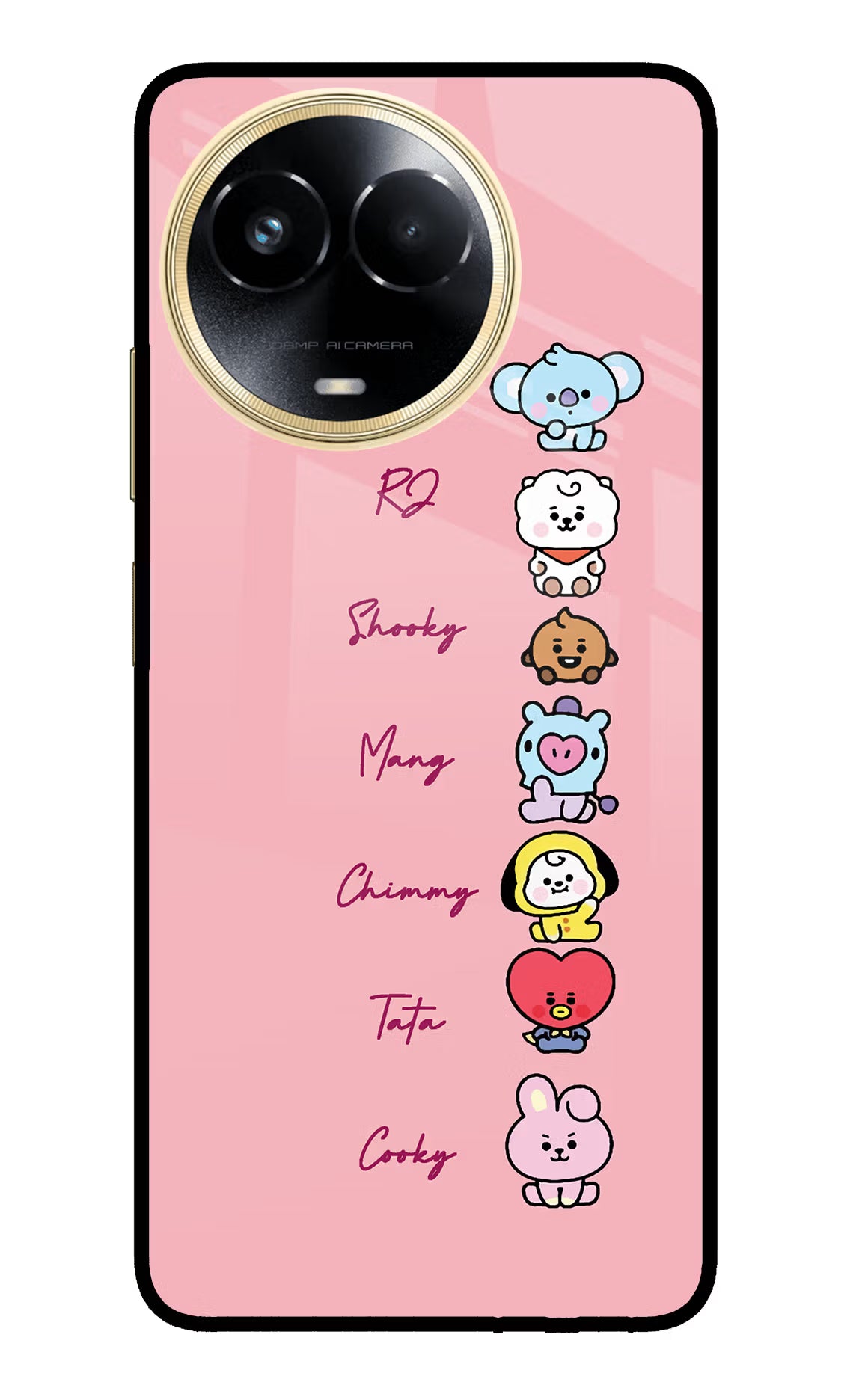 BTS names Realme 11 5G/11X 5G/C67 Glass Case Back Cover by Casekaro