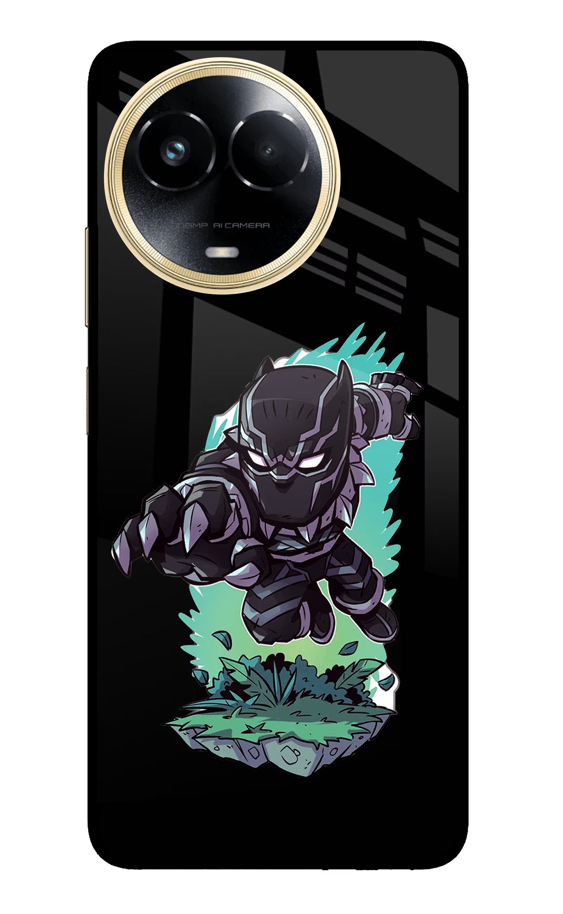 Black Panther Realme 11 5G/11X 5G/C67 Glass Case Back Cover by Casekaro