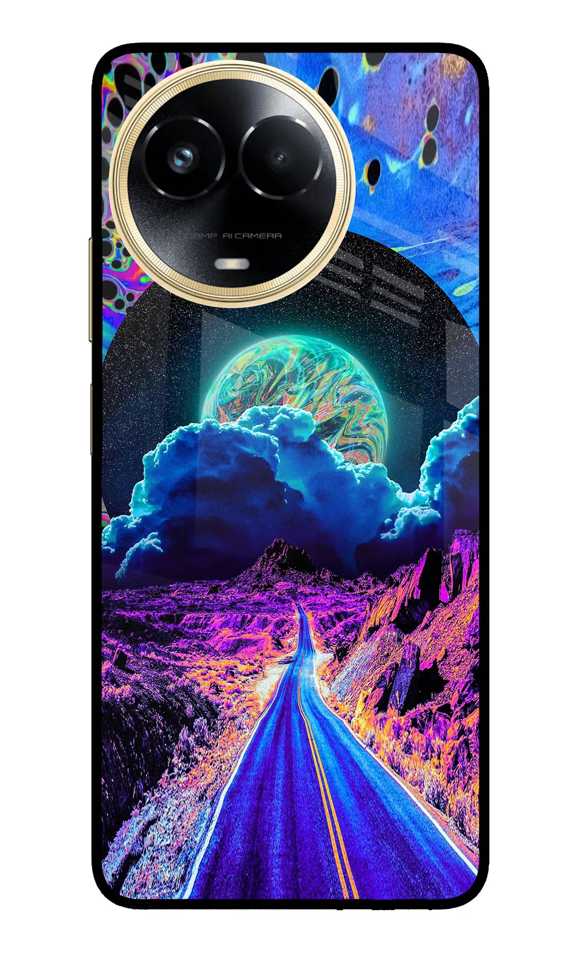 Psychedelic Painting Realme 11 5G/11X 5G/C67 Glass Case