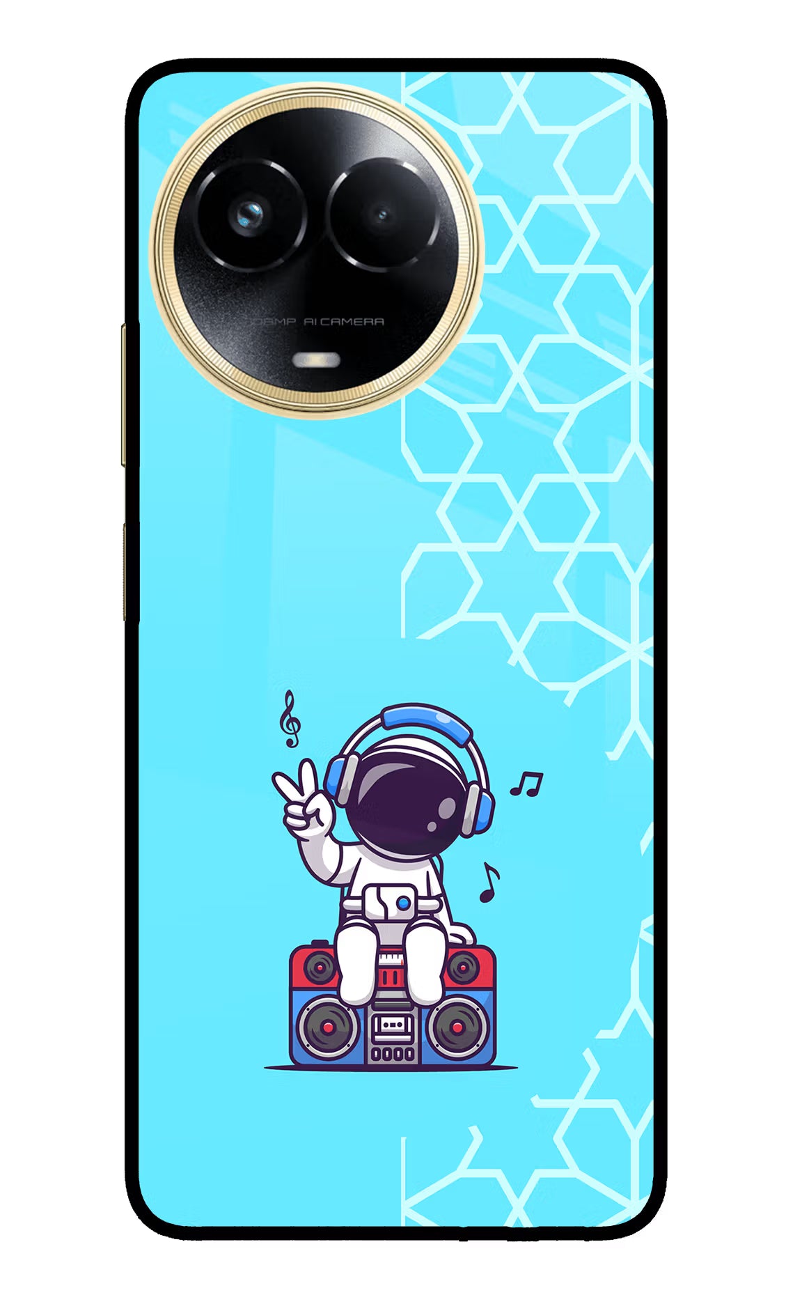 Cute Astronaut Chilling Realme 11 5G/11X 5G/C67 Glass Case