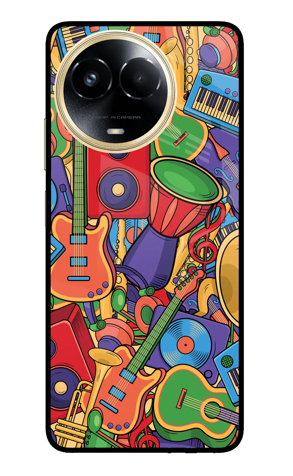 Music Instrument Doodle Realme 11 5G/11X 5G/C67 Glass Case