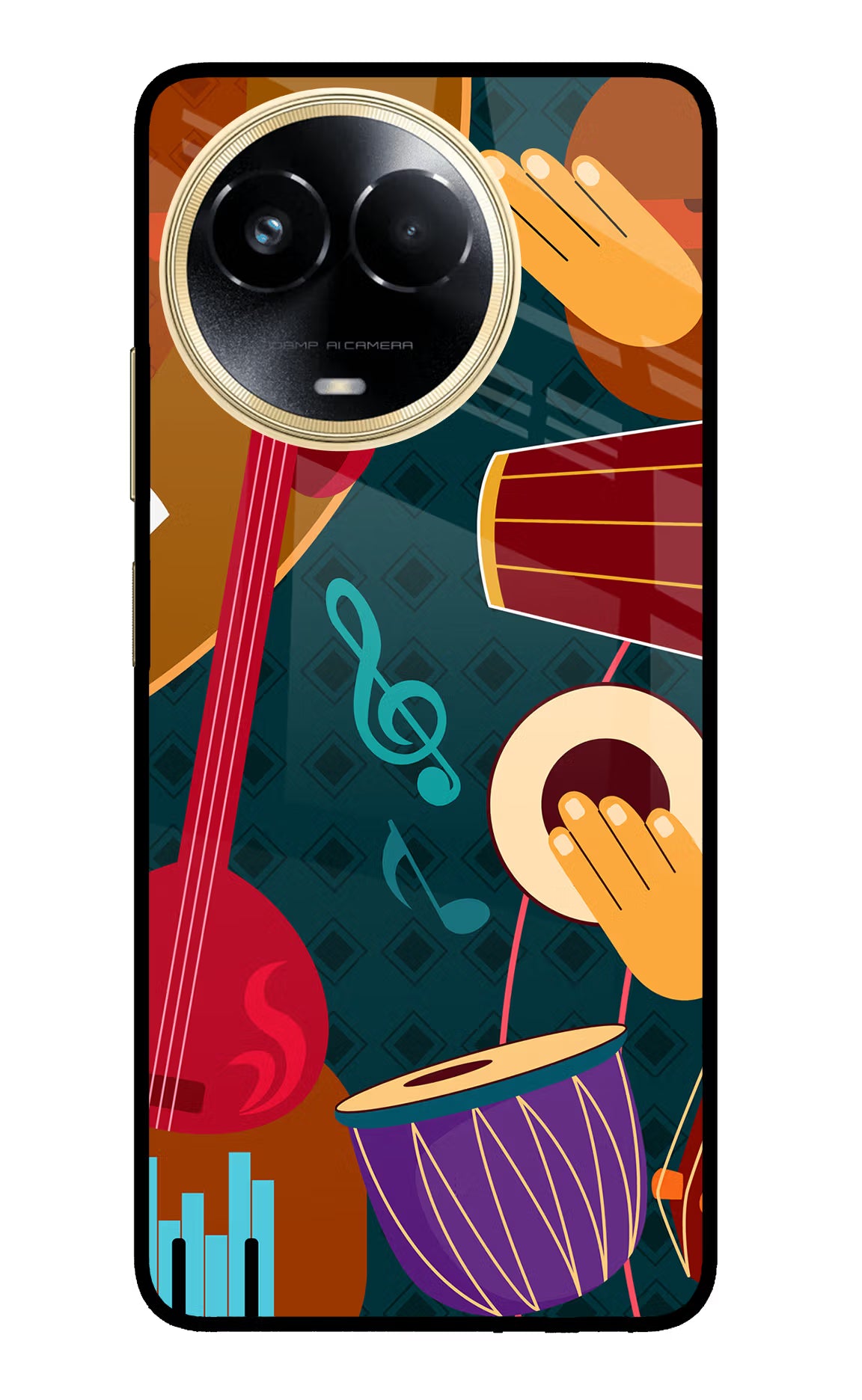 Music Instrument Realme 11 5G/11X 5G/C67 Glass Case Back Cover by Casekaro