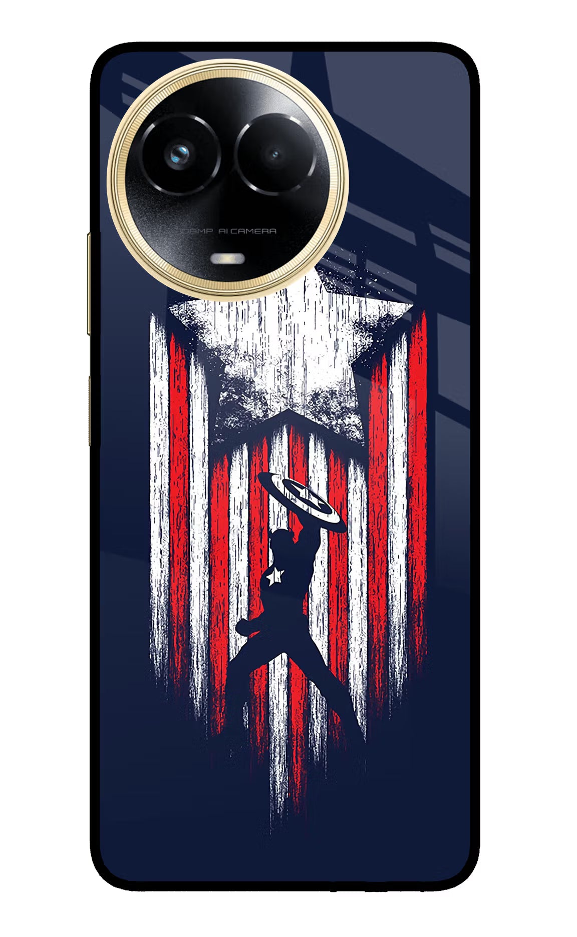 Captain America Marvel Art Realme 11 5G/11X 5G/C67 Glass Case Back Cover by Casekaro