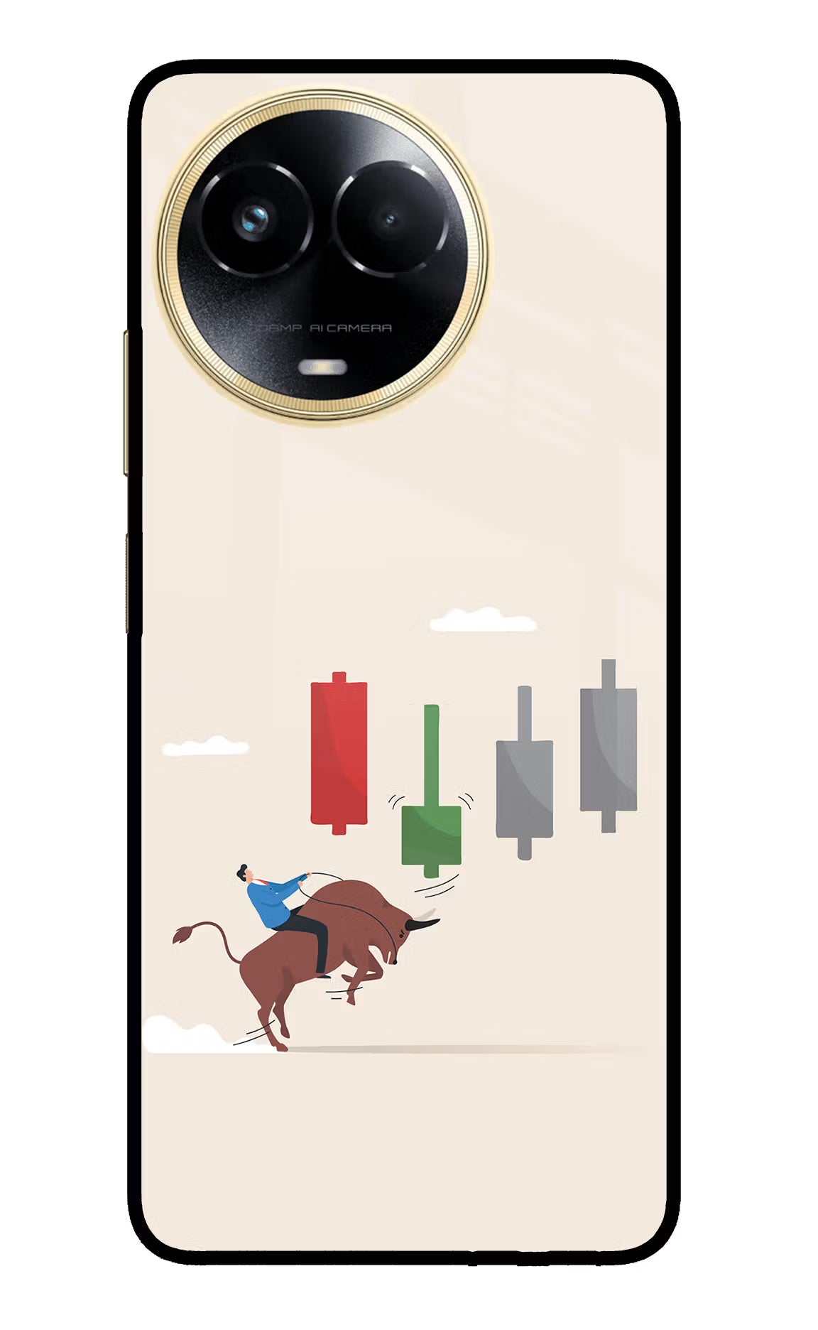 Bull Trading Momentum Realme 11 5G/11X 5G/C67 Glass Case Back Cover by Casekaro