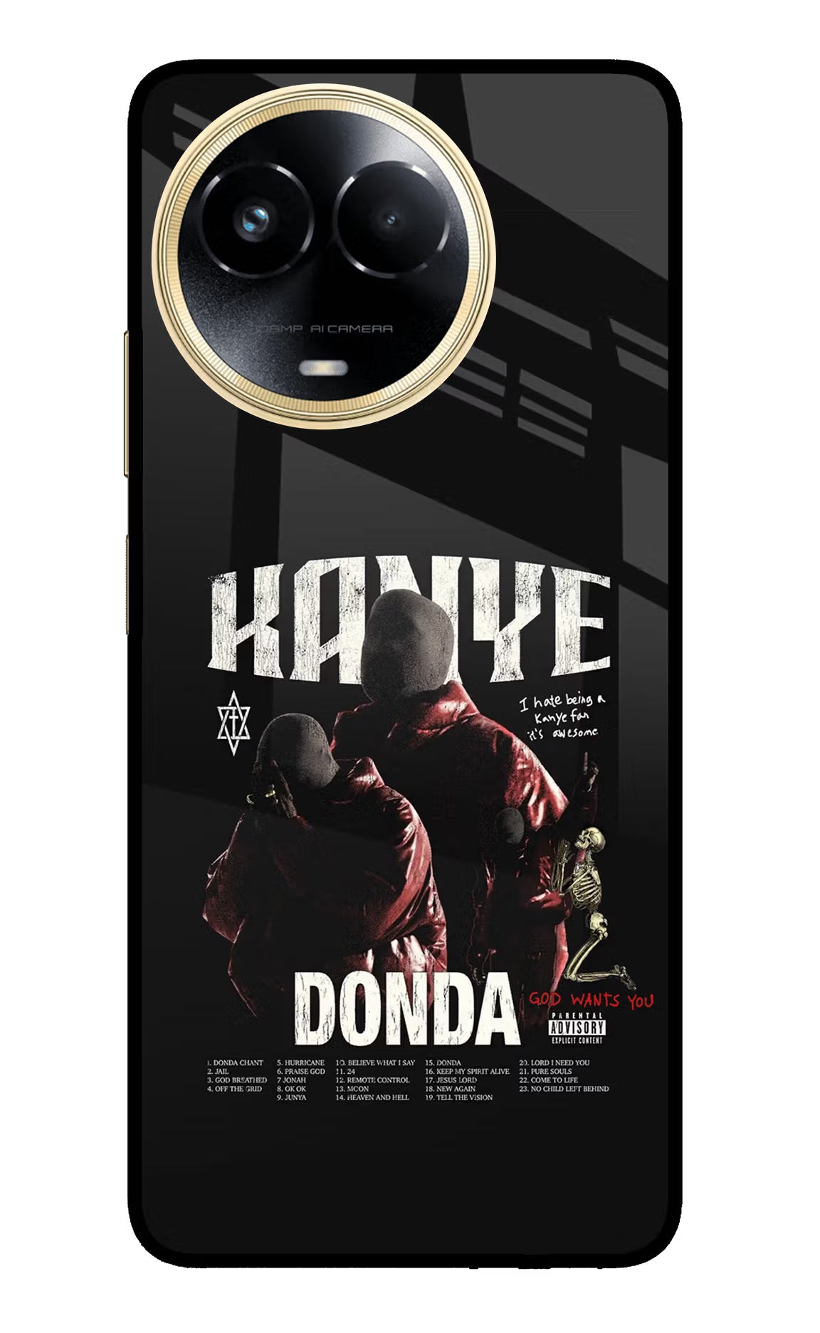 Donda Kanye West Realme 11 5G/11X 5G/C67 Glass Case Back Cover by Casekaro