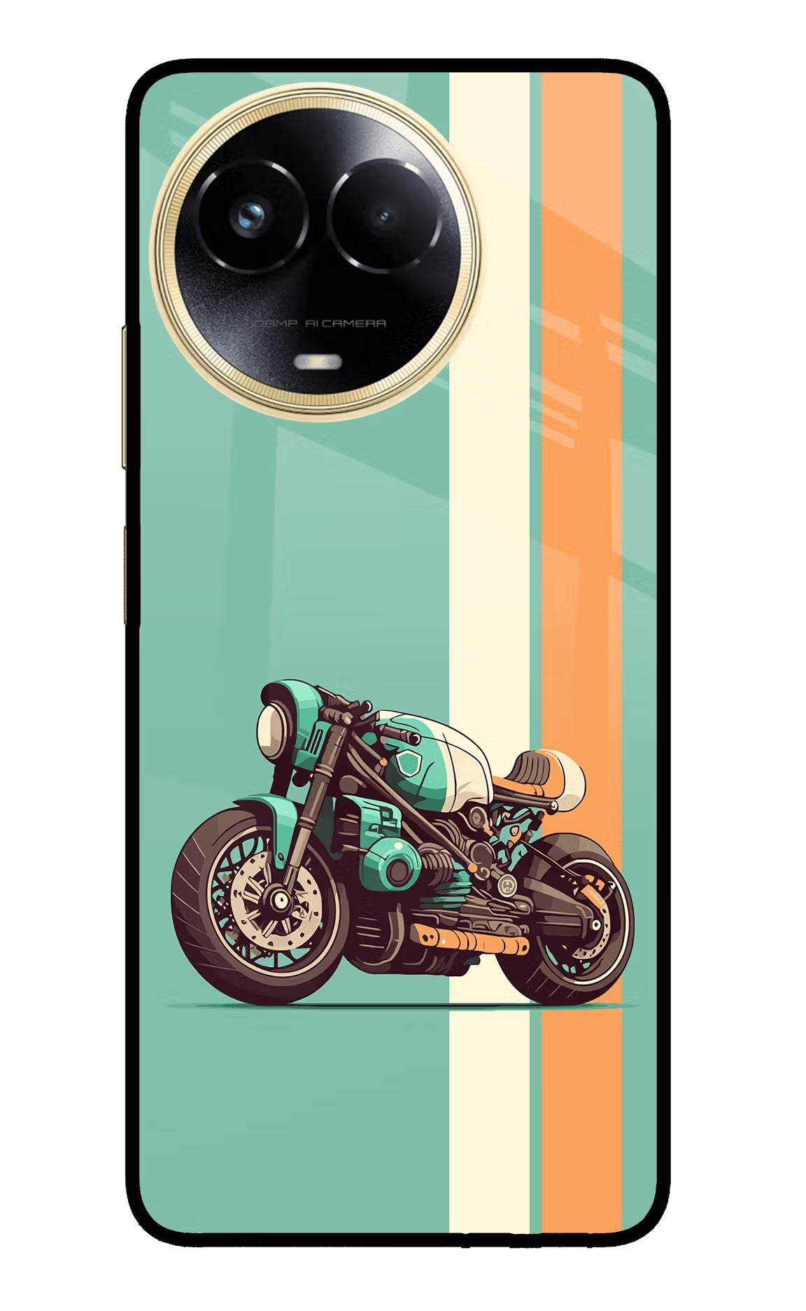 Striped Moto Drift Realme 11 5G/11X 5G/C67 Glass Case Back Cover by Casekaro