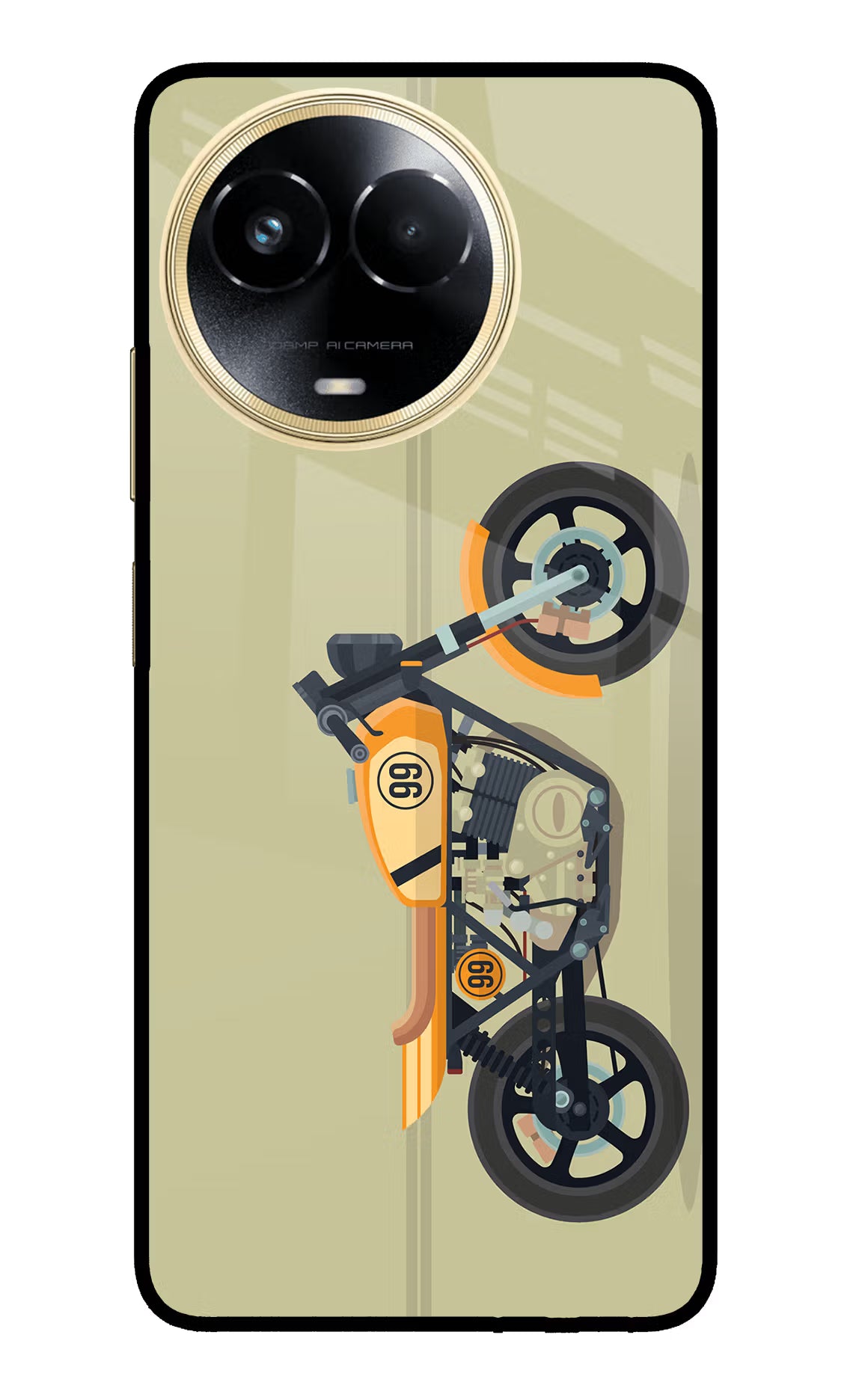 Vertical Speedster Realme 11 5G/11X 5G/C67 Glass Case Back Cover by Casekaro