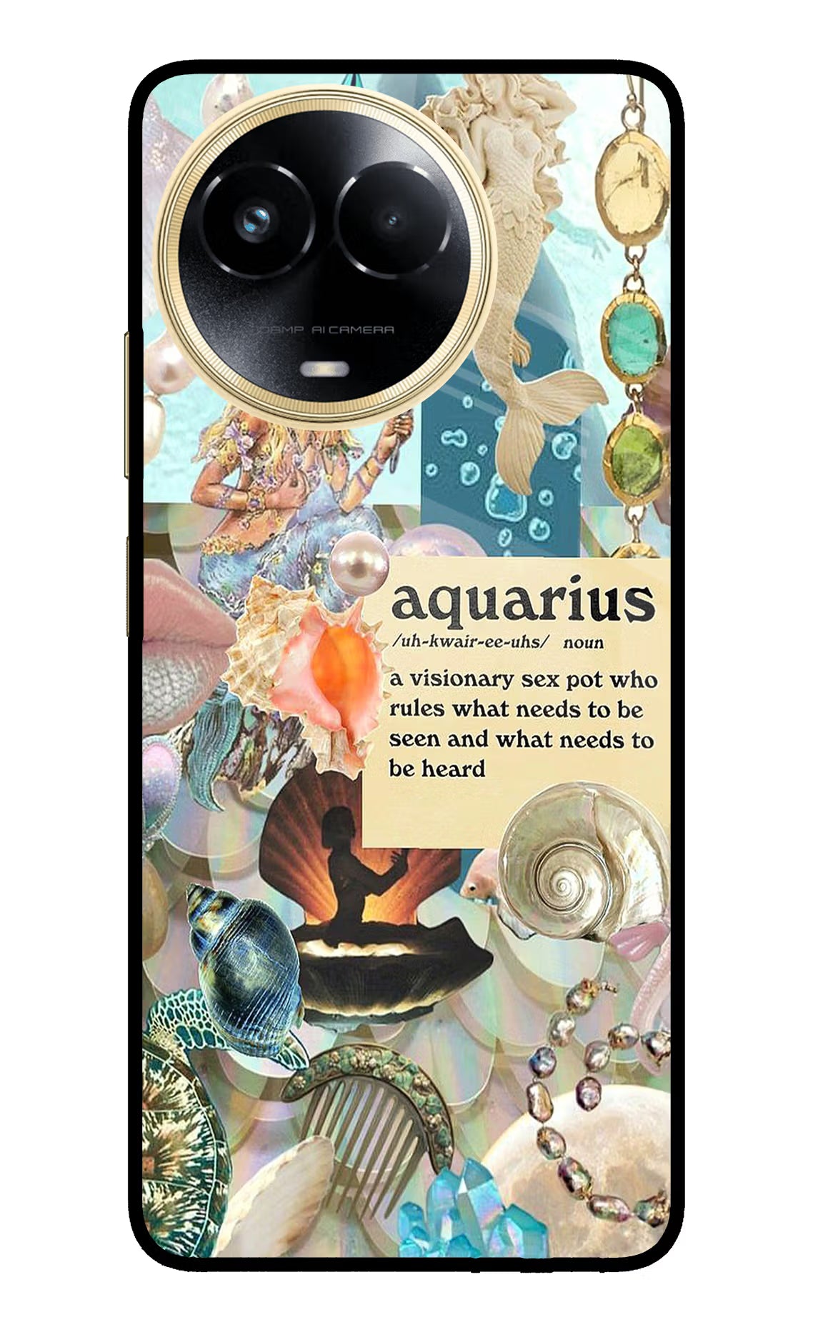Aquarius Zodiac Realme 11 5G/11X 5G/C67 Glass Case Back Cover by Casekaro