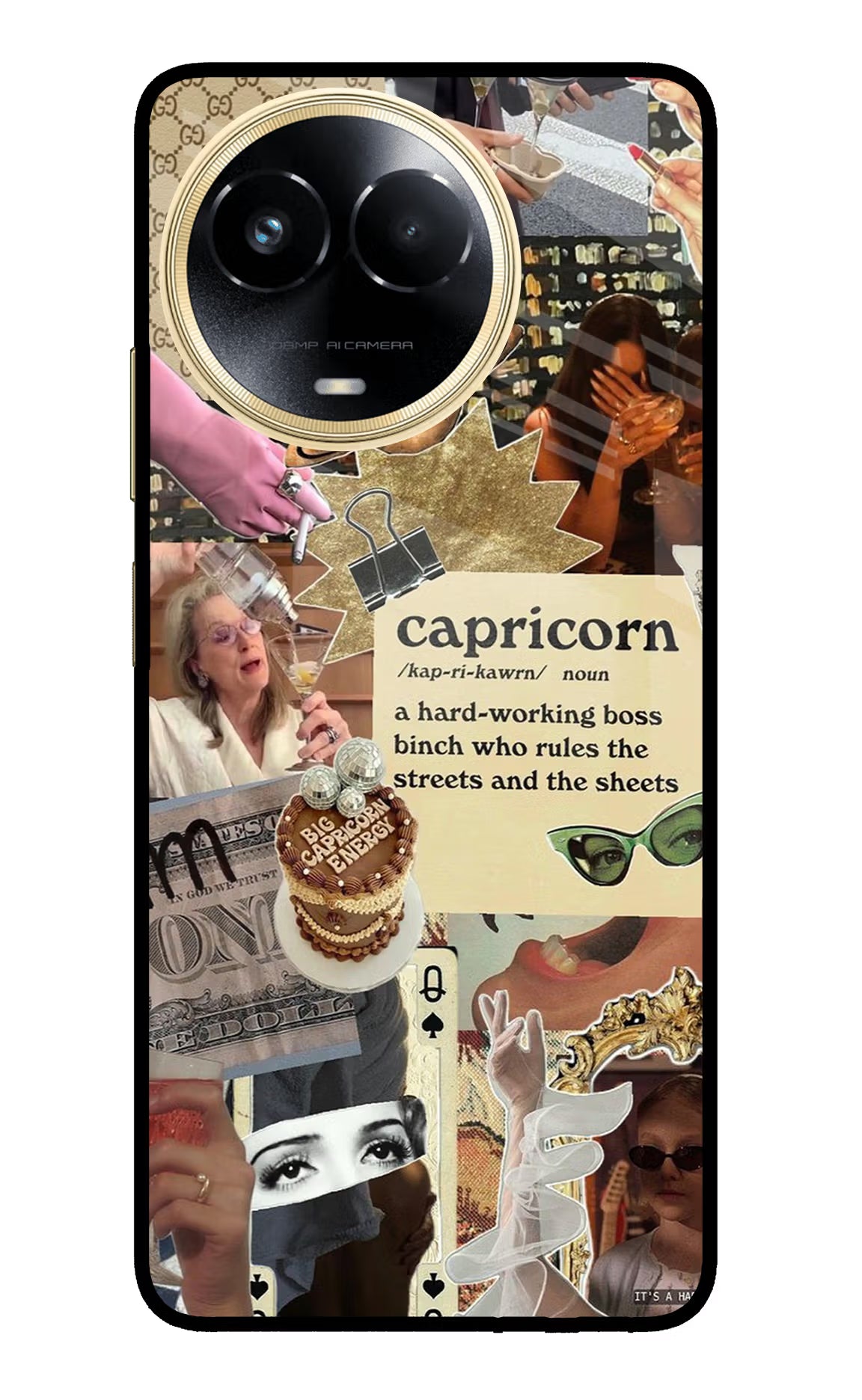 Capricorn Zodiac Realme 11 5G/11X 5G/C67 Glass Case Back Cover by Casekaro
