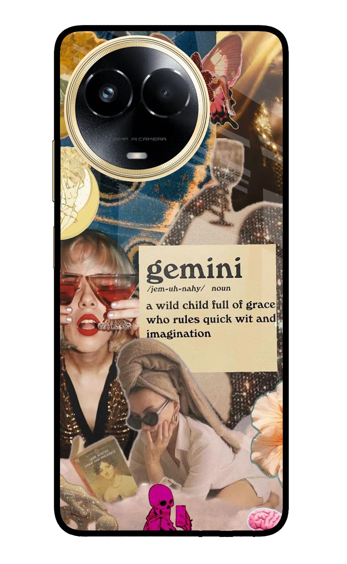 Gemini Zodiac Realme 11 5G/11X 5G/C67 Glass Case Back Cover by Casekaro