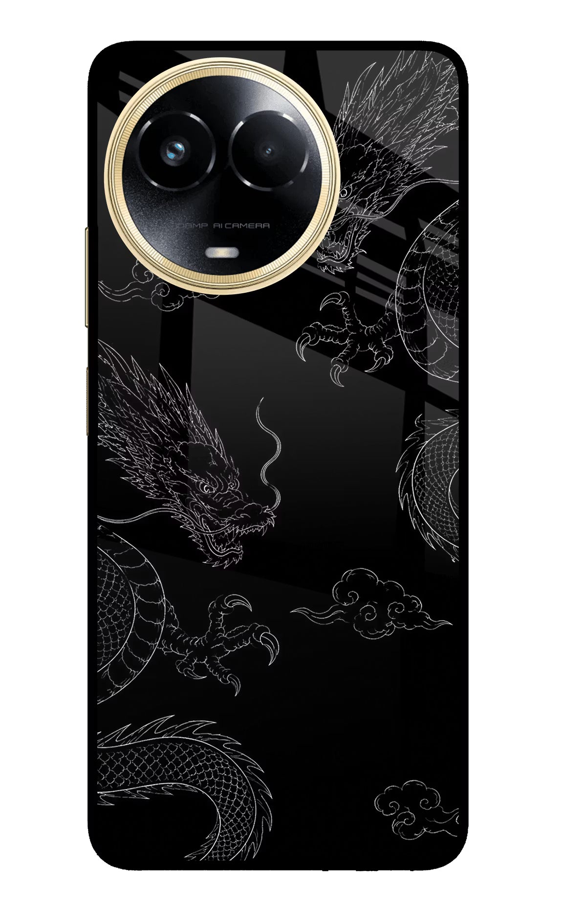 Twin Dragons Realme 11 5G/11X 5G/C67 Glass Case Back Cover by Casekaro