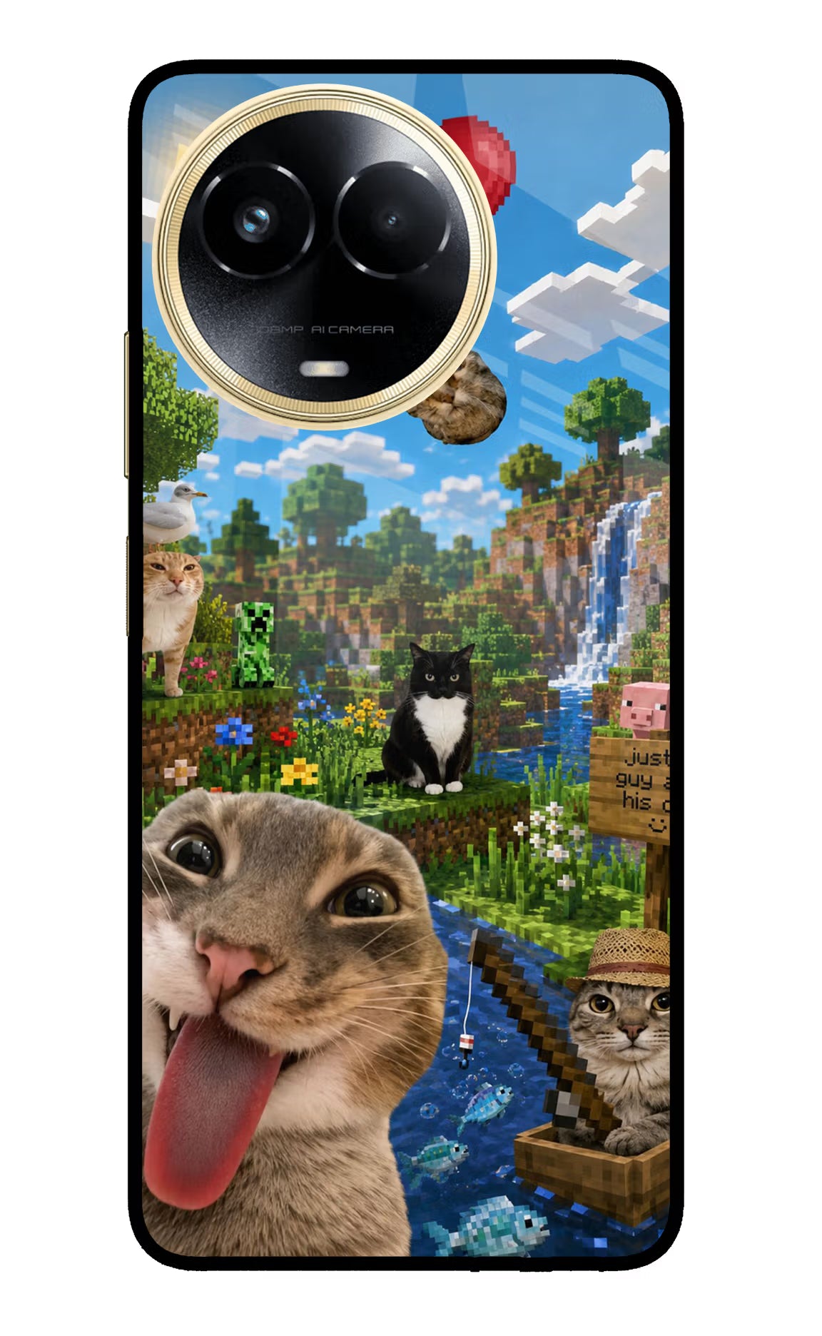 Minecraft Cat Chaos Realme 11 5G/11X 5G/C67 Glass Case