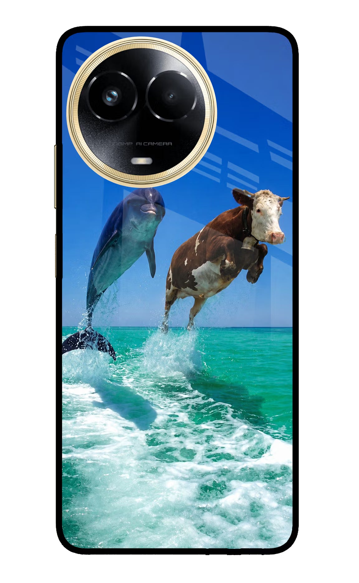 Dolphin vs Cow Realme 11 5G/11X 5G/C67 Glass Case