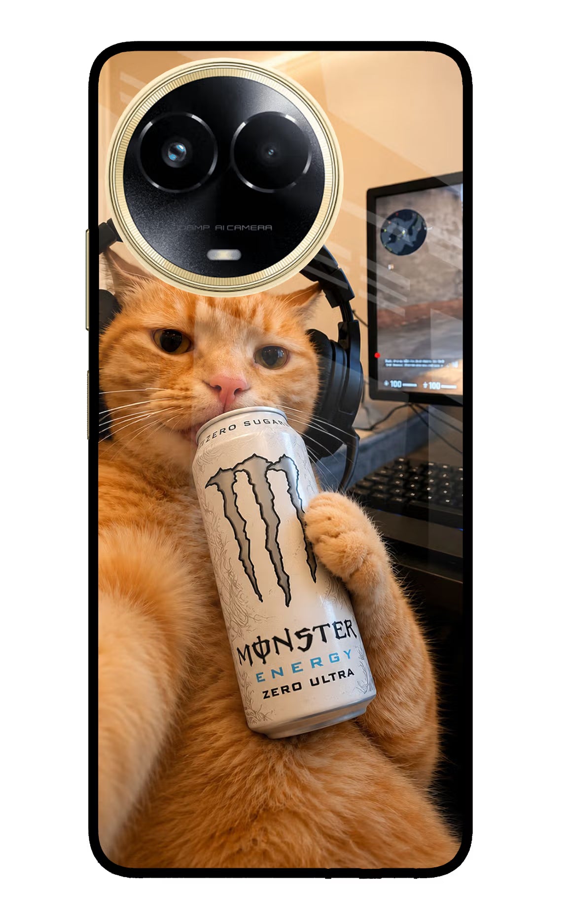 Gamer Cat Energy Realme 11 5G/11X 5G/C67 Glass Case