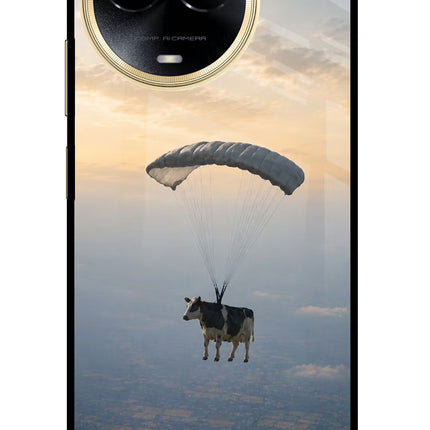 Skydiving Cow Realme 11 5G/11X 5G/C67 Glass Case