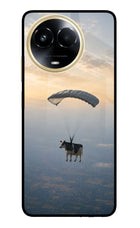 Skydiving Cow Realme 11 5G/11X 5G/C67 Glass Case