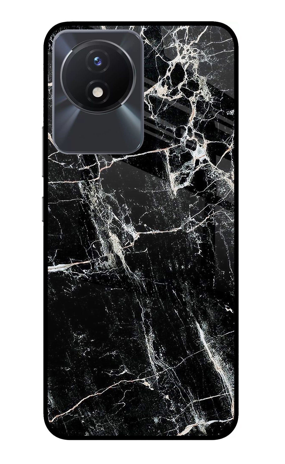 Black Marble Texture Vivo Y02/Y02T Back Cover