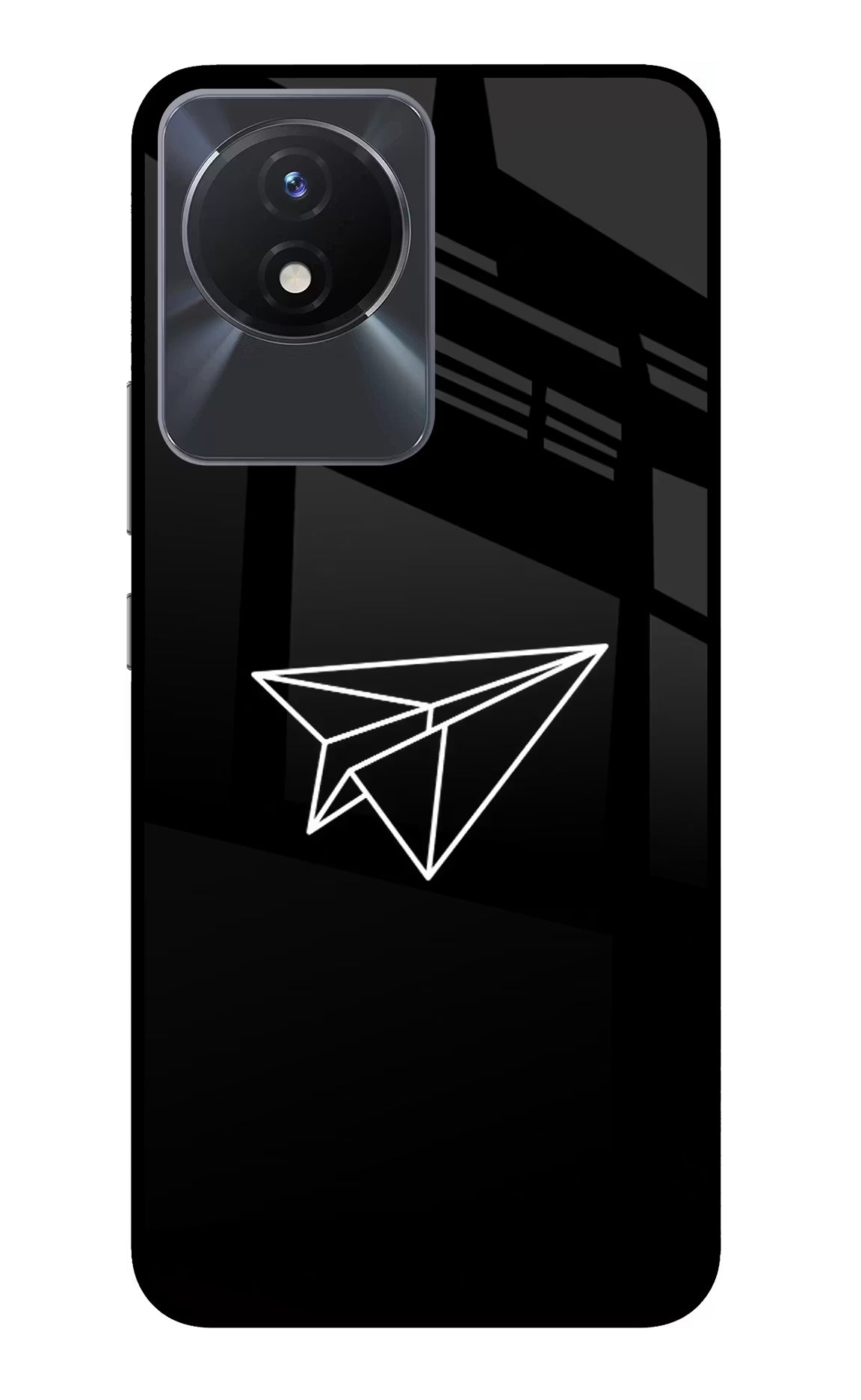 Paper Plane White Vivo Y02/Y02T Glass Case Back Cover by Casekaro