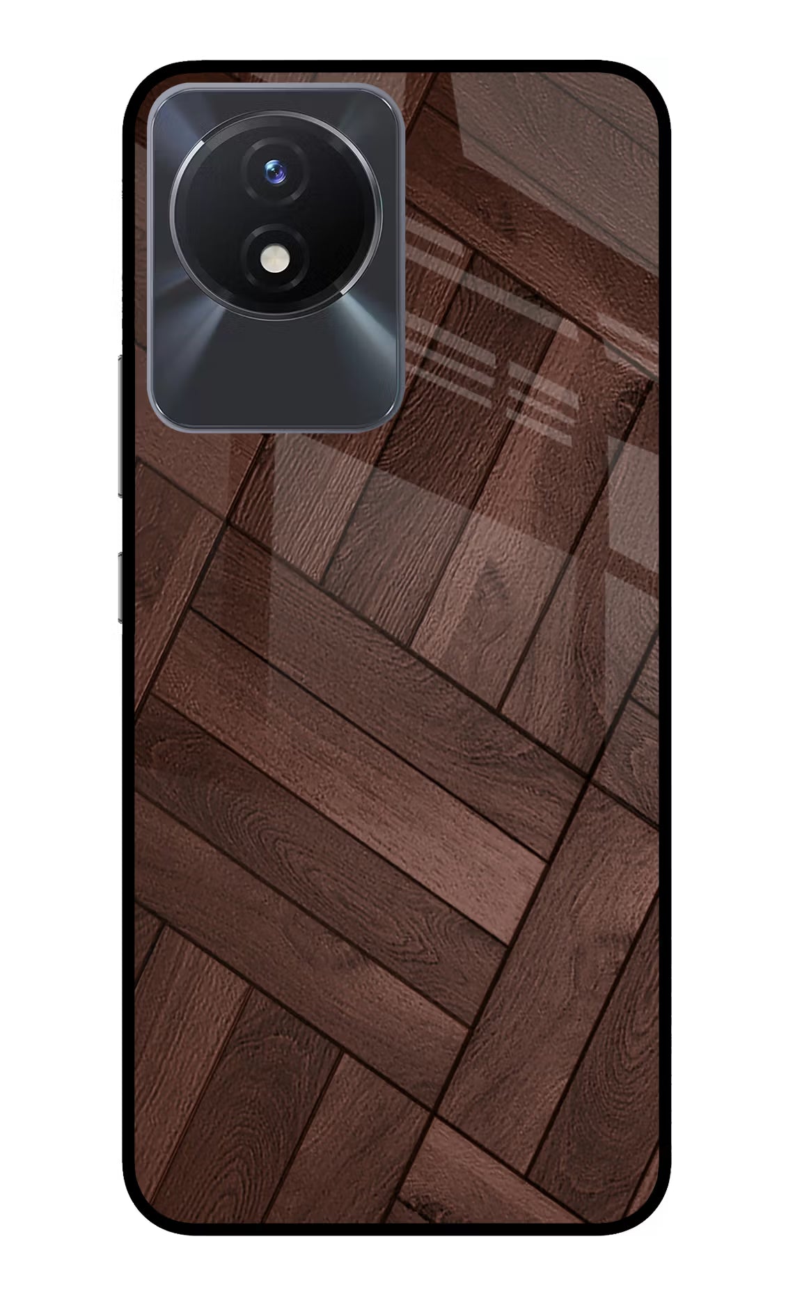 Wooden Texture Design Vivo Y02/Y02T Glass Case Back Cover by Casekaro